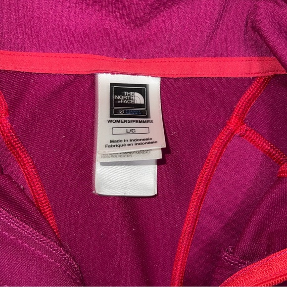 The North Face Women’s 1/4 Zip Long Sleeve Shirt - Pink w/Orange Trim, Size L - Picture 6 of 9